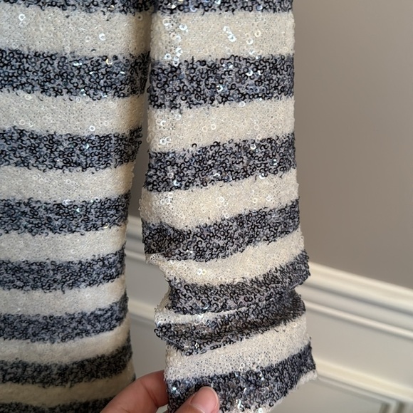 Alice + Olivia navy and white sequin dress size 10 - Picture 3 of 8